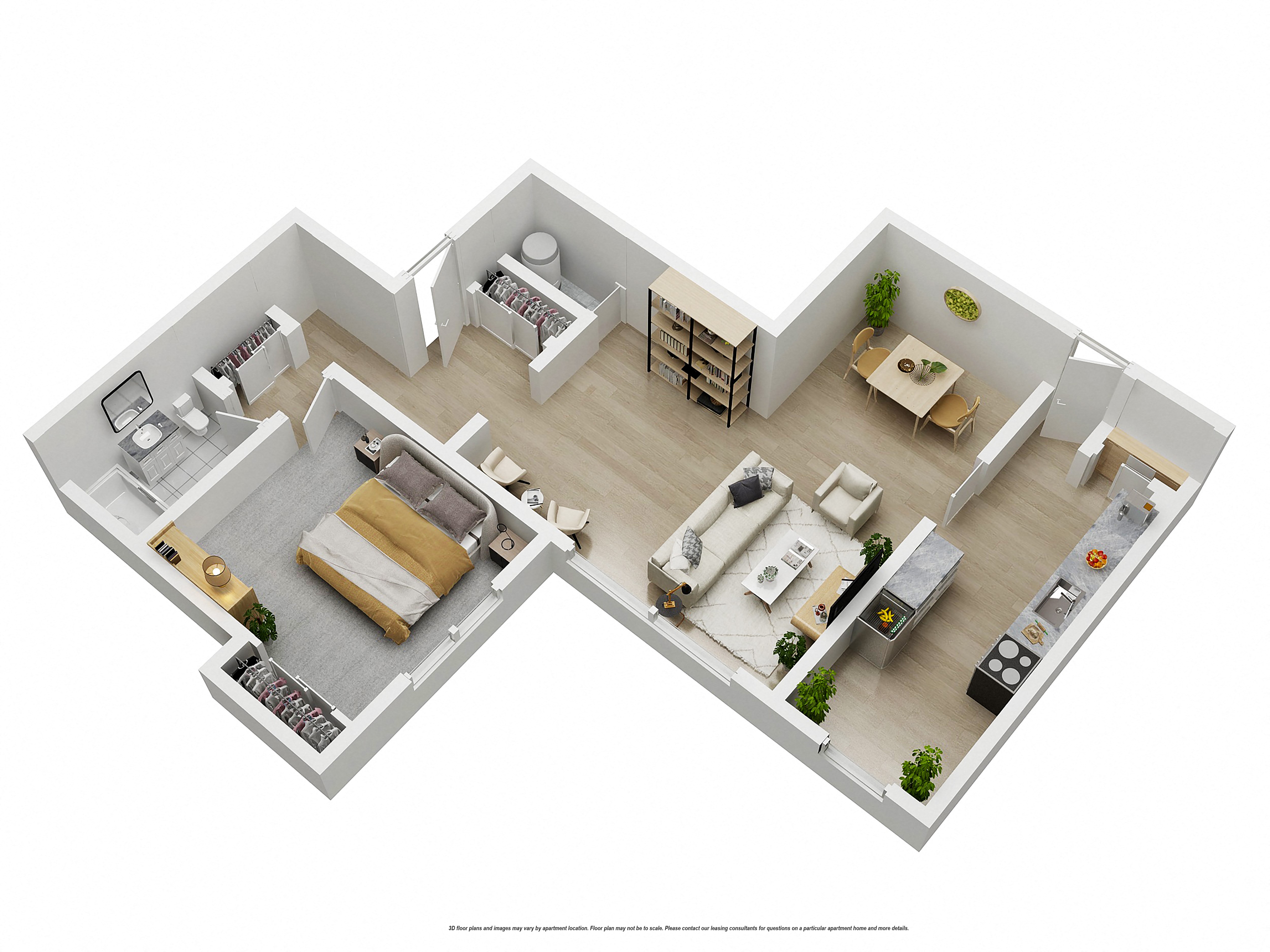 Floor plan for 1 bed, 1 bath, 860 sqft